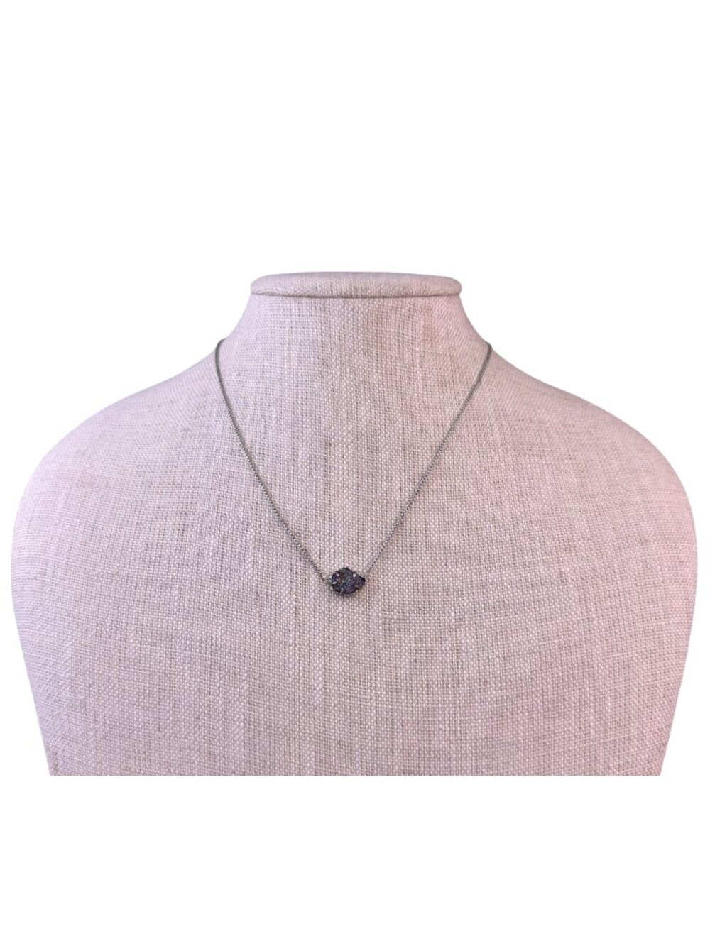 Kendra Scott Womens Silver Tone Drusy Pendant Necklace Adjustable Length Chain